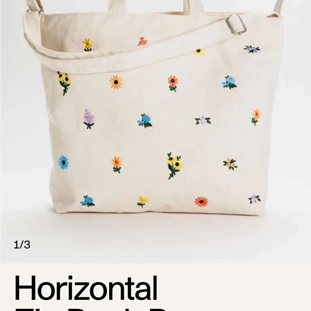BAGGU Tote Bag with Colorful Floral Accents